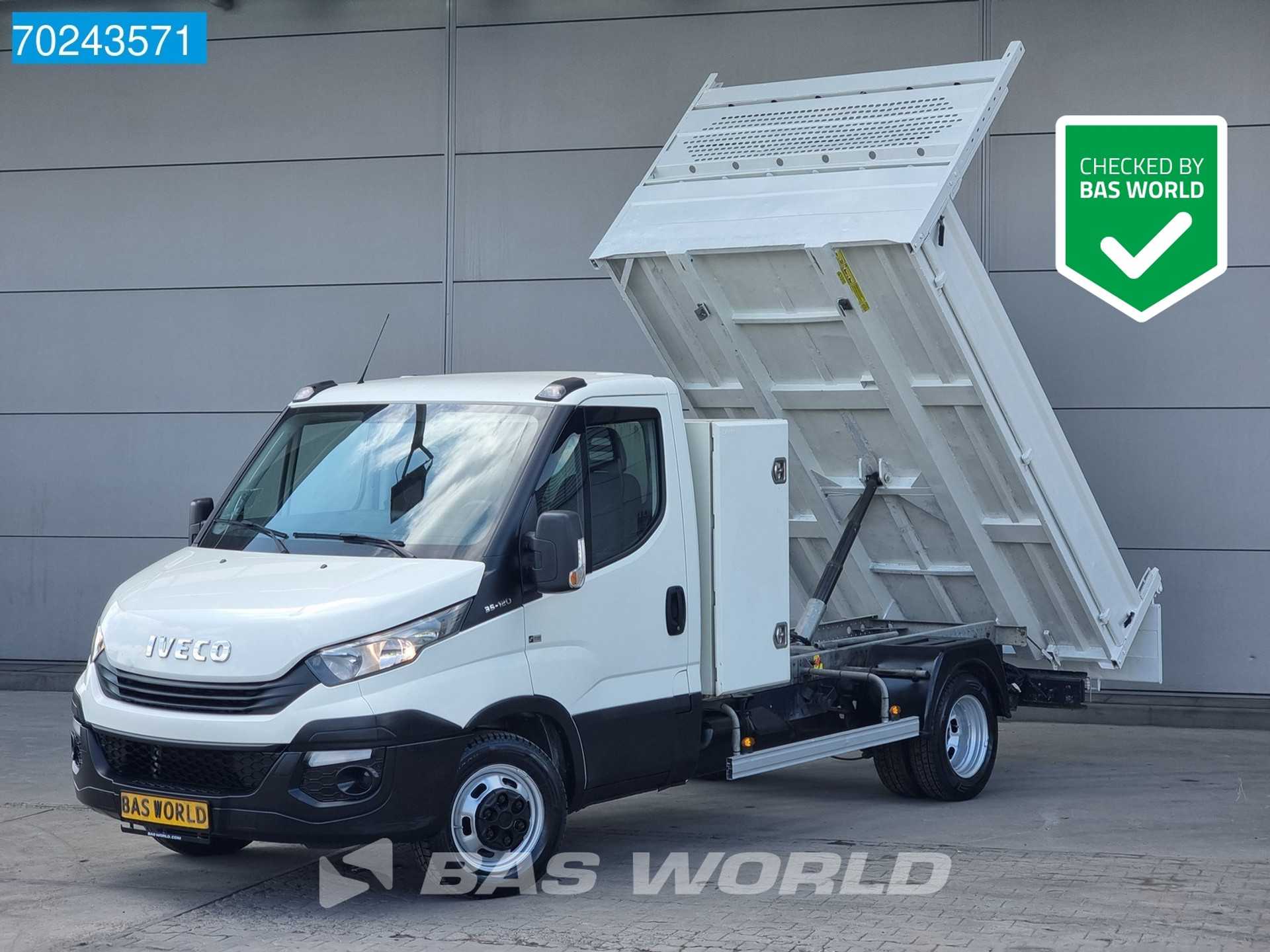 Iveco Daily 35C12 Kipper met Kist Euro6 3.5T trekhaak Airco Cruise Tipper Benne Kieper Airco Trekhaak Cruise control