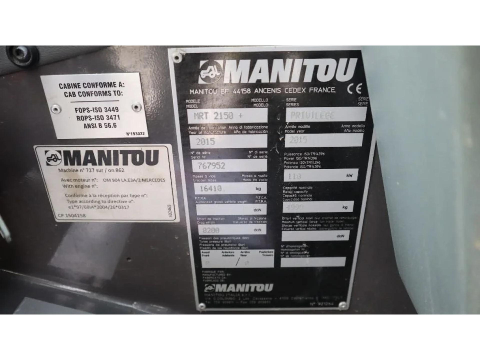 Foto 19 van Manitou MRT 2150+ PRIVILEGE | FORKS | AIRCO