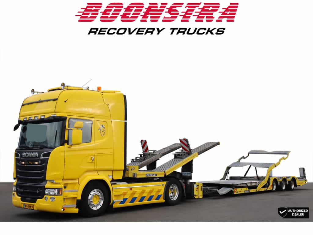 Pavelli STV 4-vehicle 2017 Scania R520 V8 Full air 2x Winde Standairco Alcoa Leder Trailer