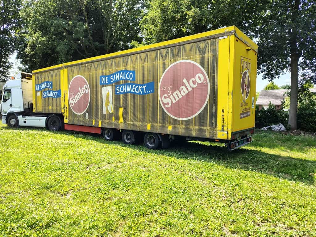 Semi dieplader met huif 3 asser, aluminium vloer, 2005