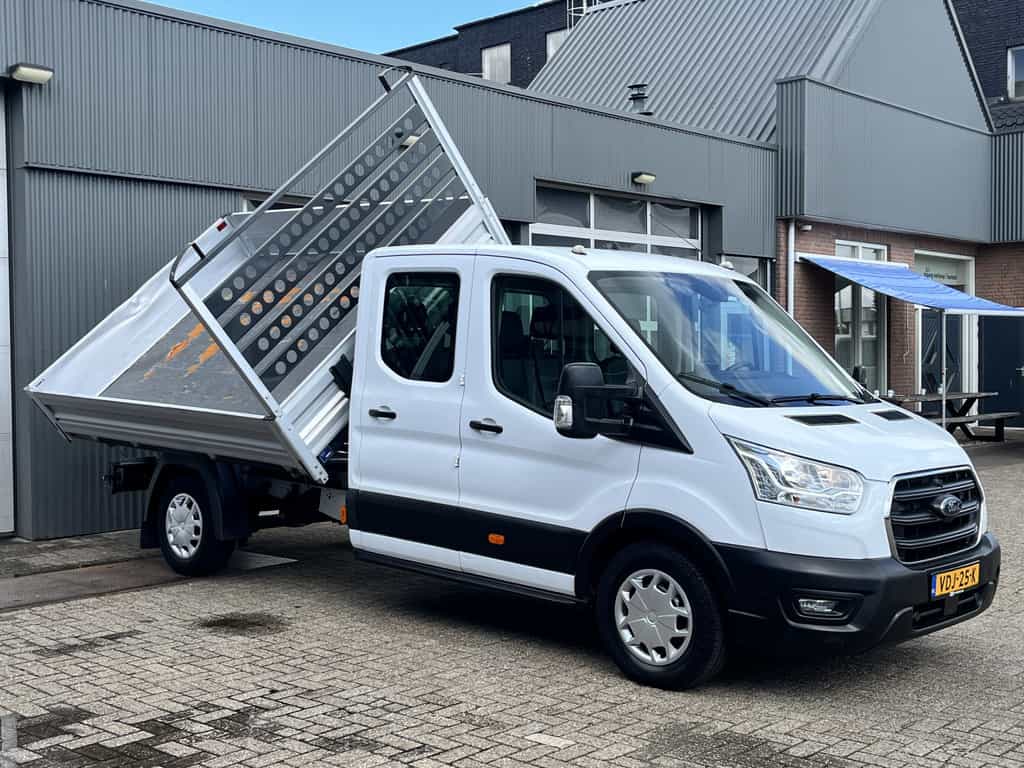 Ford Transit 350 2.0 TDCI DC 3-zijdenkipper Airco Cruise controle Trekhaak 2800kg Telefoonvoorbereiding Navigatie Kipper Kieper 7-Persoons Euro 6 open laadbak P-up Bakwagen Bpm vrij voor particulier gebruik!!