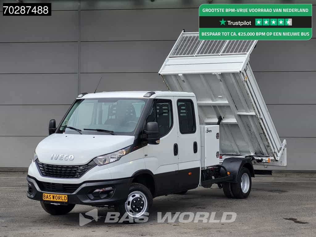 Iveco Daily 35C16 3.0L Kipper met Kist Dubbel Cabine 3,5t Trekhaak Airco Cruise Euro6 Kieper Tipper Benne 2m3 Airco Trekhaak Cruise control