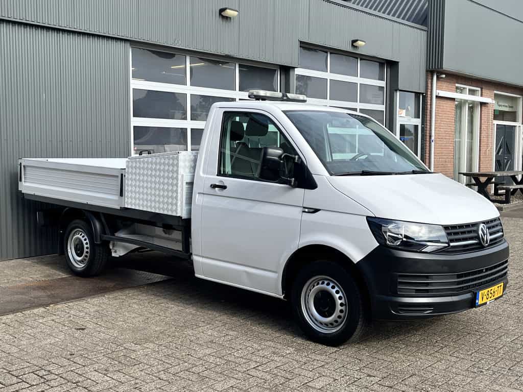 Volkswagen Transporter 2.0 TDI L2H1 Pick up open laadbak met Airco Telefoonverbinding Navigatiesysteem 3-Persoons Gereedschapskist 1e eigenaar Dealer onderhouden P-up Bakwagen Doka Pritsche Euro 6