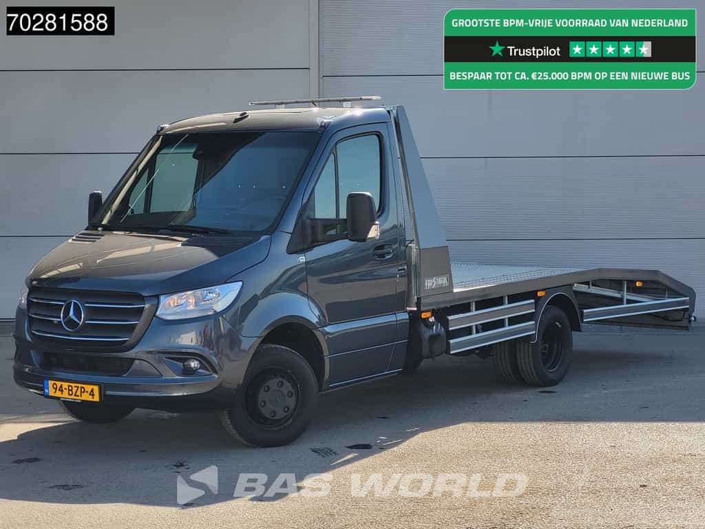 Mercedes-Benz Sprinter 519 3.0L V6 Autotransporter Oprijwagen Lier Trekhaak Navi Airco Cruise MBUX Euro6 Cartransporter Airco Trekhaak Cruise control