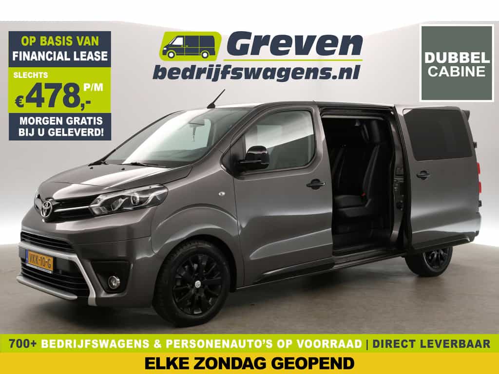 Toyota ProAce 2.0 D-4D Black Line L3H1 | Dubbele Cabine | 6 Persoons | 177PK Automaat | Airco Cruise Carplay 2xSchuifdeur LED Navi Trekhaak Leder PDC 17"LMV