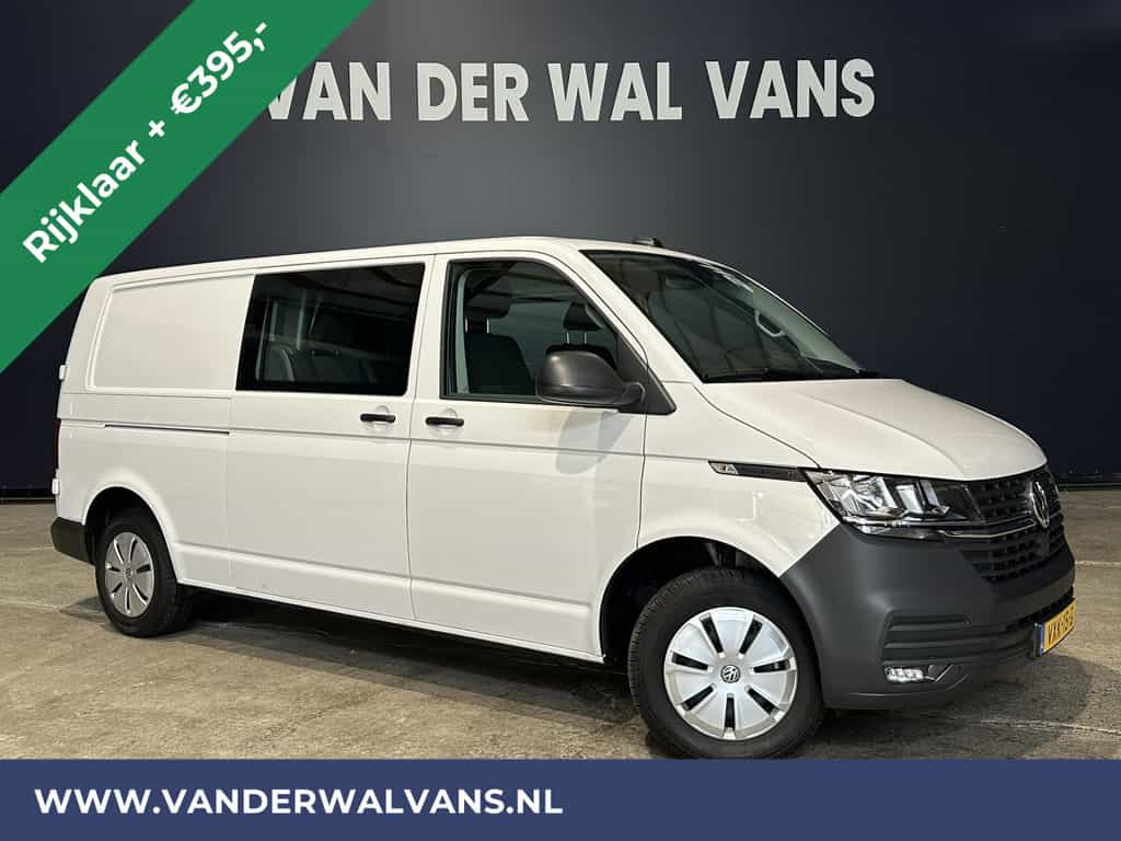 Volkswagen Transporter 2.0 TDI L2H1 Dubbele Cabine Euro6 *Rijklaar Direct Rijden* Airco | 5-Zits | Navigatie | Trekhaak | Apple Carplay Android Auto, Cruisecontrol, Parkeersensoren
