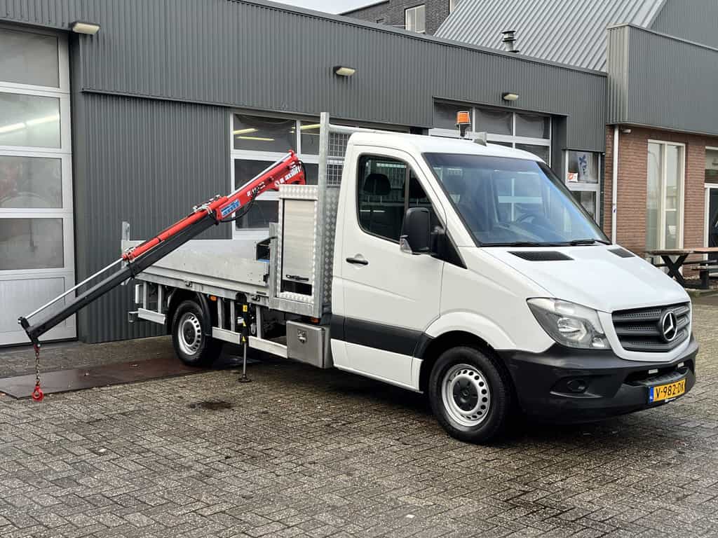 Mercedes-Benz Sprinter 314 2.2 CDI 366 Automaat Maxilift 110.2 laadkraan Airco Trekhaak 3500 kg 3-Persoons Gereedschapskist 1e eigenaar ex Overheid Kraan Pick-up Euro 6 Open laadbak P-up Bakwagen Kraan Autolaadkraan