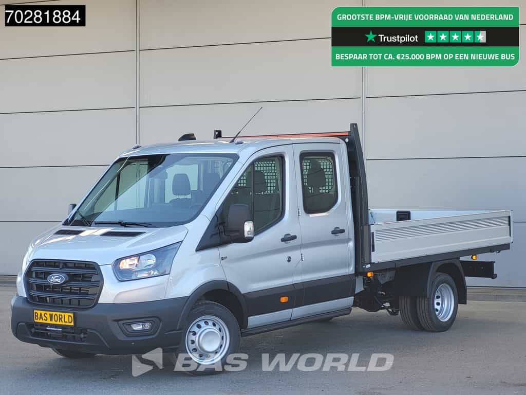 Ford Transit 170pk Automaat Dubbel Cabine 3500kg Trekhaak Open Laadbak Pritsche SYNC4 scherm CarPlay Camera Airco Trekhaak Cruise control
