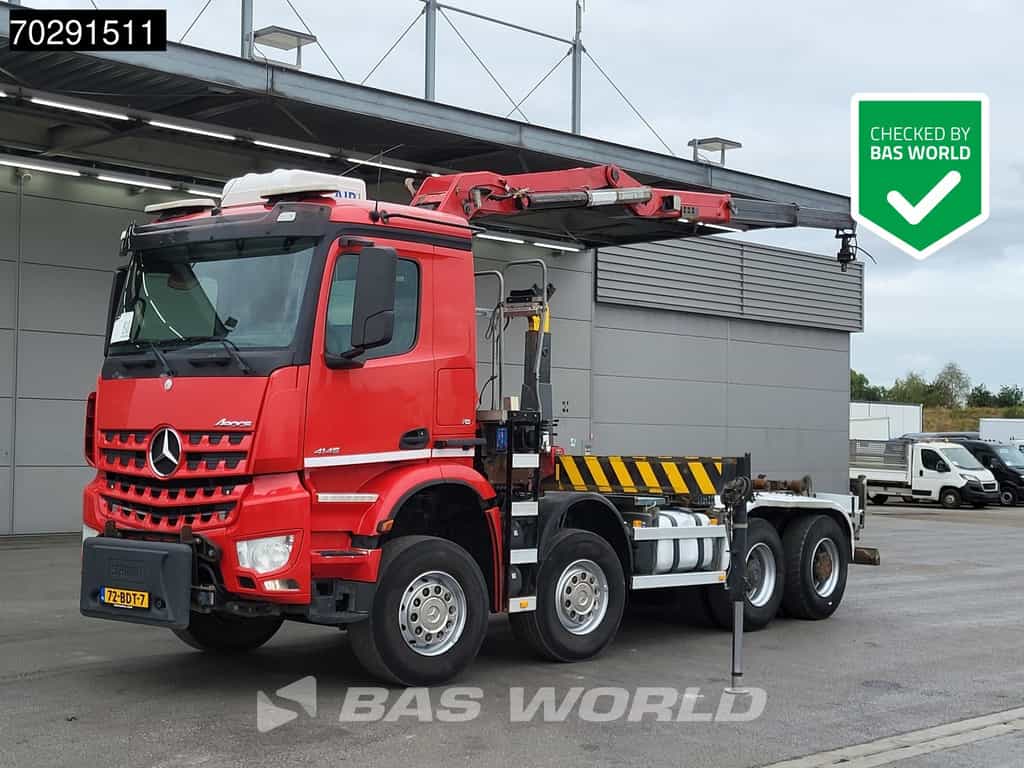 Mercedes Arocs 4145 8X4 NL-Truck HMF 2243 Z Crane Hyva 26-51-S Steelsuspension Big-Axle Automatic Euro 6