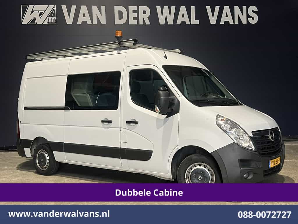 Opel Movano 2.3 Turbo 146pk L2H2 Dubbele cabine Euro6 Airco | Imperiaal | Omvormer | 2500kg Trekhaak Navigatie, Camera, Cruisecontrol, Parkeersensoren, 5-zits