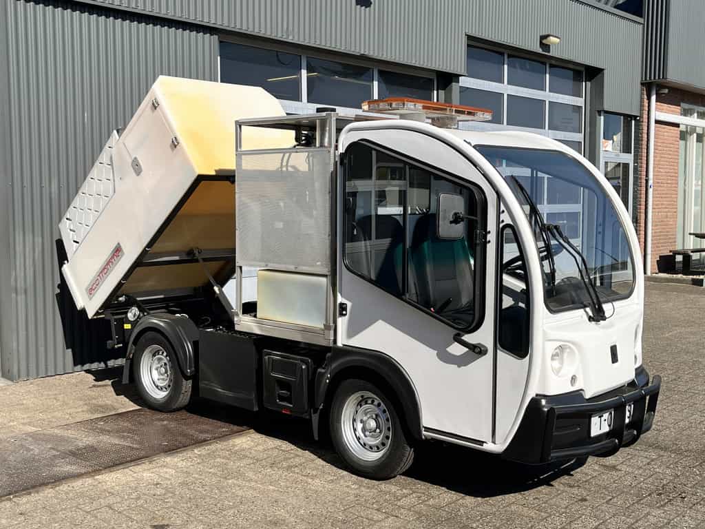 goupil G3 Electrocar Btw vrij!! Kipper Hogedrukreiniger Straatreiniger Stadsauto Kachel 2-Persoons Open laadbak Radio Straatreinigingmachine Ex gemeente 1e eigenaar Kieper Graffiti reiniger