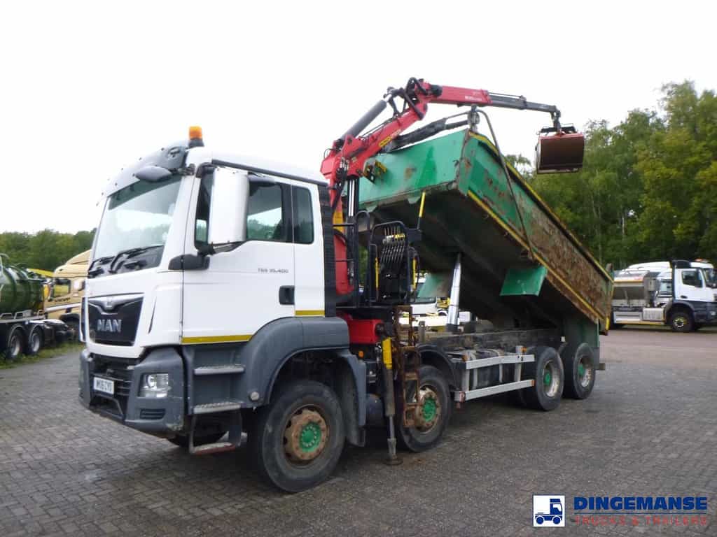 M.A.N. TGS 35.400 8X4 RHD tipper + Palfinger Epsilon M125L
