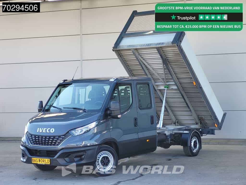 Iveco Daily 35S18 3.0L Automaat Kipper Dubbel Cabine 180PK 3,5t Trekhaak LED Airco Cruise Euro6 Kieper Tipper Benne 3m3 Airco Trekhaak Cruise control
