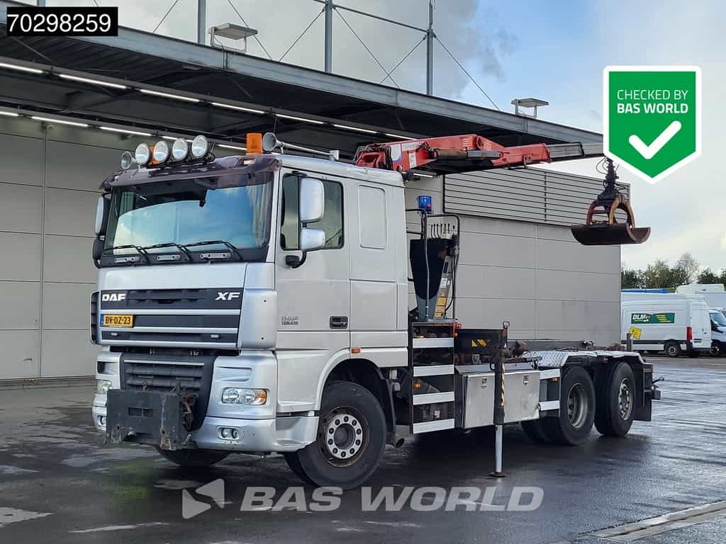 DAF XF XF105.410 6X2 NL-Truck HMF 1643 Z2 Crane 24T Container system Lift+Steering-Axle Euro 5