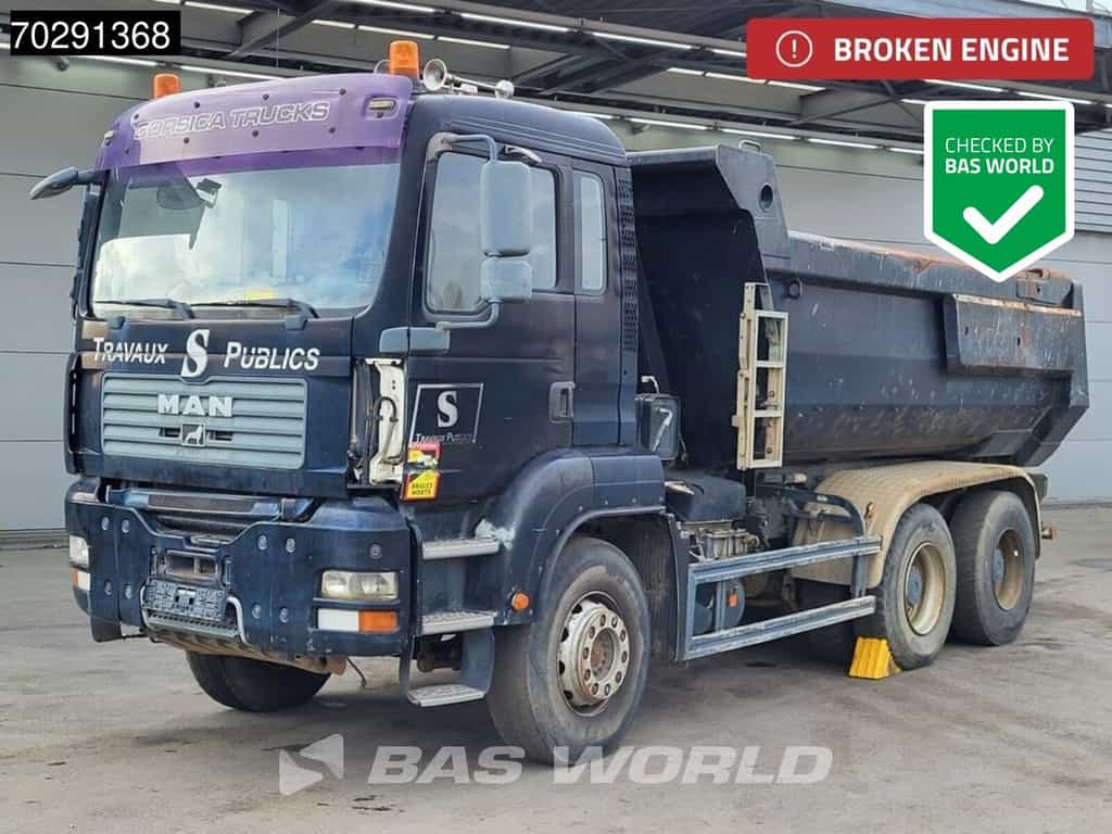 MAN TGA 33.360 6X4 BROKEN ENGINE 13m3 Meiller tipper Steel suspension Manual Euro 4
