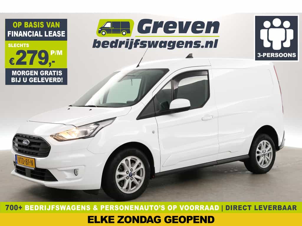 Ford Transit Connect 1.5 EcoBlue 100PK Limited | Euro6 | Clima | Camera | Cruise | Carplay | 3-Zits | Trekh. | Navi | Parkeersens.