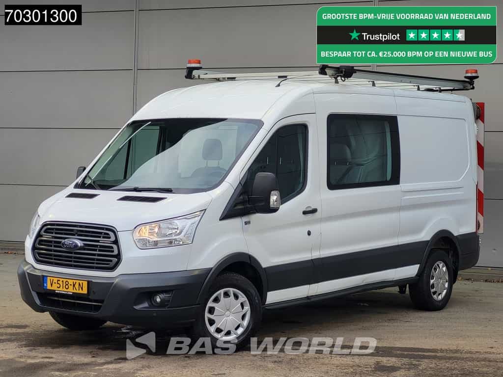 Ford Transit 130pk Dubbel Cabine L3H2 Pijlwagen Actiewagen Trekhaak Navi Airco Cruise Camera Parkeersensoren v+a Imperiaal RWD Euro6 DC Doka Mixto L3 Airco Trekhaak Cruise control