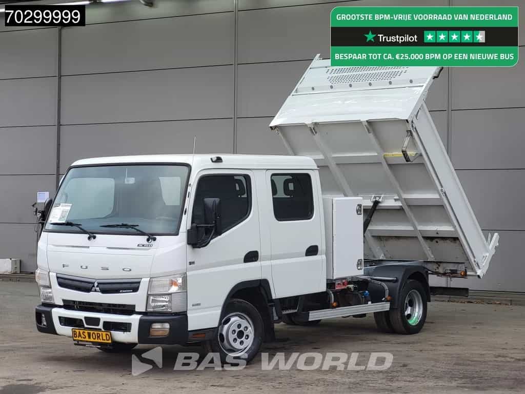 Fuso Canter 3C15 3.0L Kipper met Kist Dubbel Cabine Dubbellucht 3,5t Trekhaak 150PK Airco Euro6 Tipper Benne Kieper Airco Trekhaak