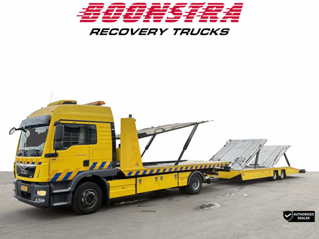 Man TGM 15.290 Falkom FAS 6000 Doppelstock Tijhof TA-12000 3 lader Winde Autotransporter