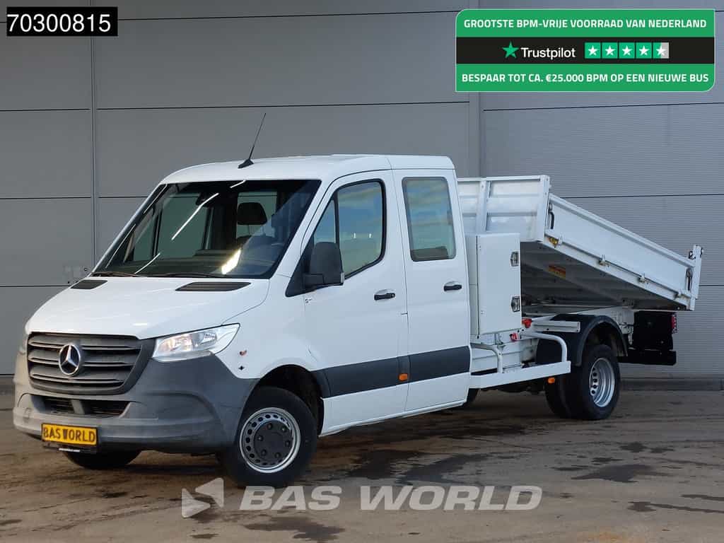Mercedes Sprinter 514 CDI Kipper met Kist Dubbel Cabine Dubbellucht 3,5t Trekhaak Airco Cruise Euro6 Tipper Benne Kieper Airco Trekhaak Cruise control