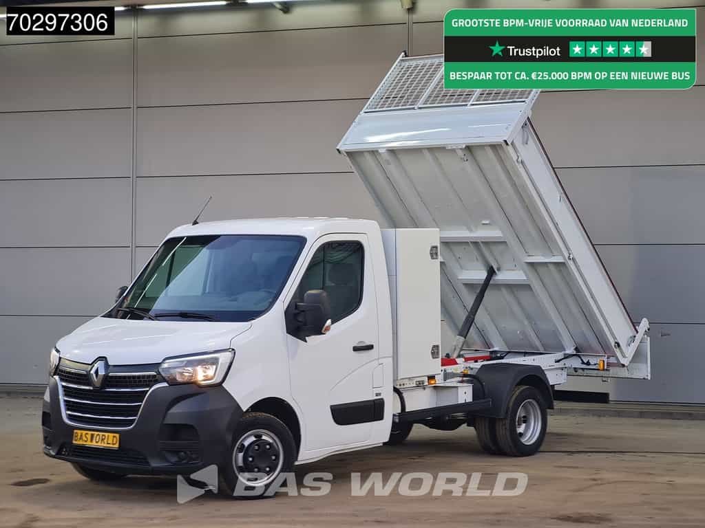 Renault Master 145PK Kipper met Kist Dubbellucht 3,5t Trekhaak LED Airco Cruise Euro6 Kieper Tipper Benne Airco Trekhaak Cruise control