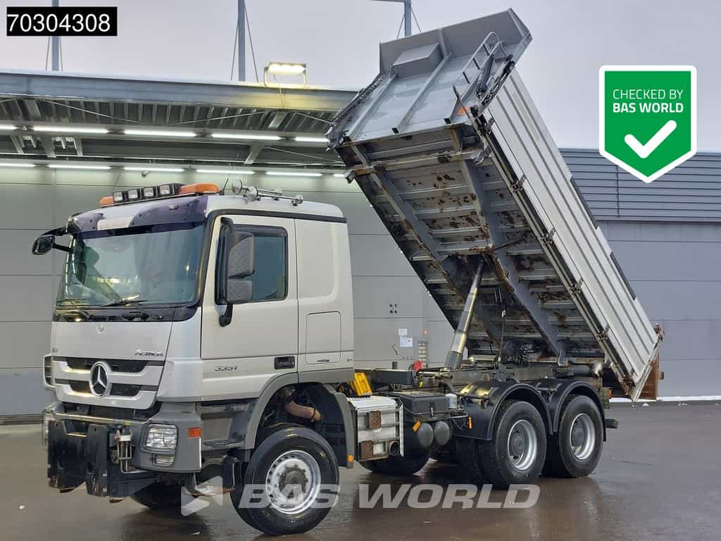 Mercedes Actros 3351 6X6 9m3 Meiller 3-side tipper Big-Axle Steelsuspension semi-Automatic Euro 5