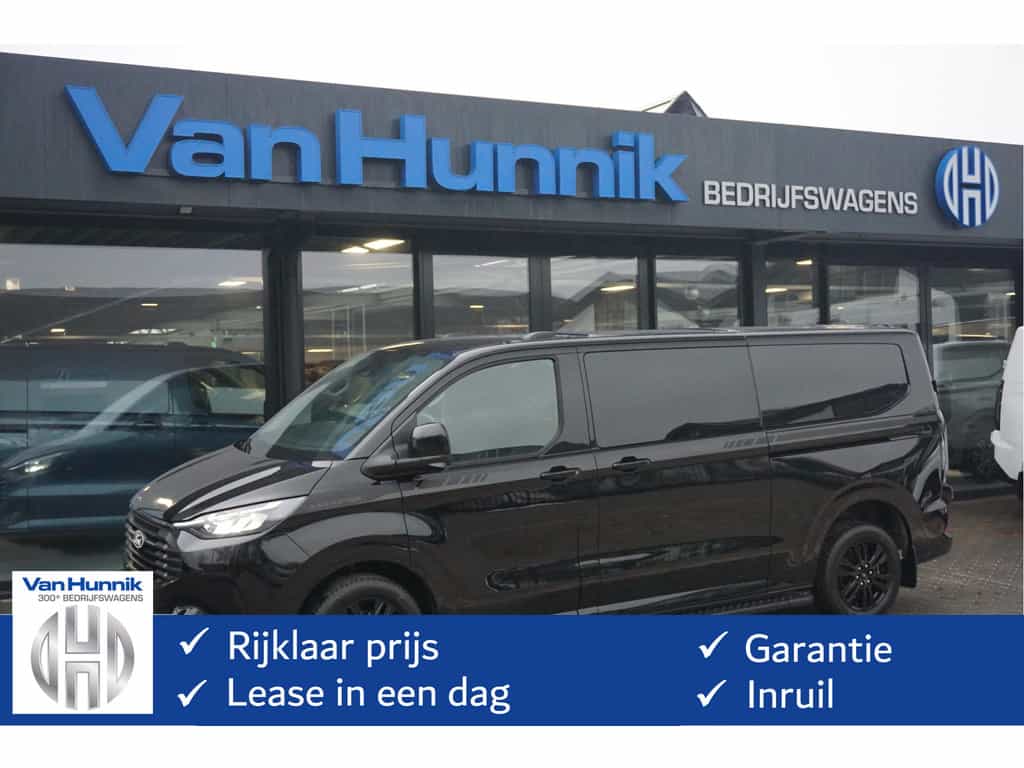 Ford Transit Custom 320L 2.5 PHEV Hybride 233PK DC Black Platinum PRIJS INCL. BPM !! Navi, 360° Cam, 17" LM, LED, Leder Interieur!! NR. HYB005