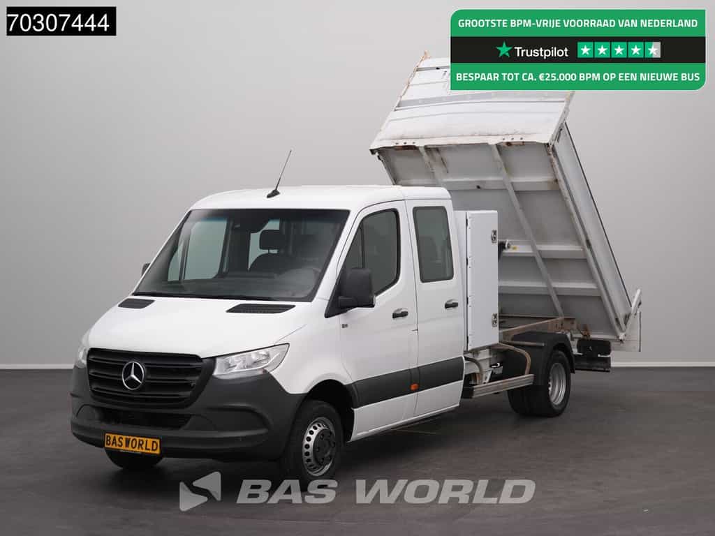 Mercedes Sprinter 514 CDI Dubbel Cabine met Kist Dubbellucht 3,5t Trekhaak Airco Cruise Euro6 Tipper Kipper Benne Airco Trekhaak Cruise control