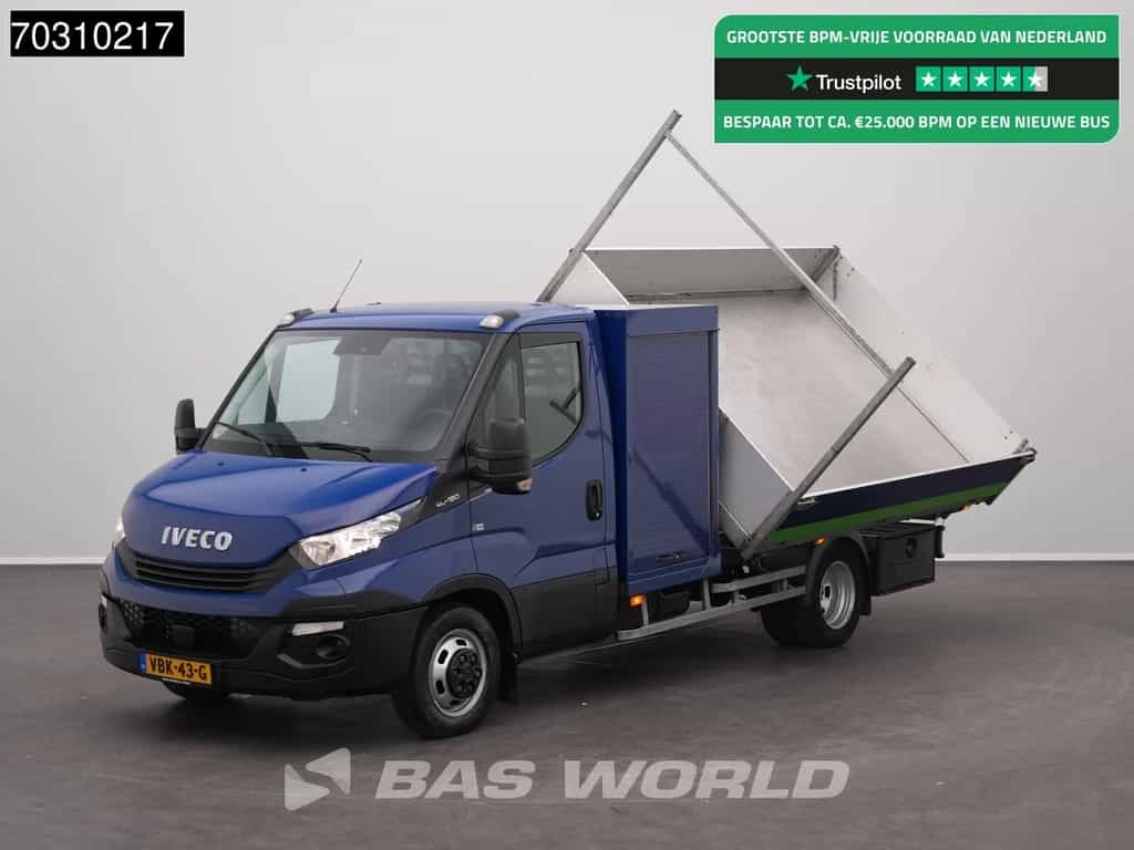 Iveco Daily 40C18 3.0L Drie-Zijdige Kipper met Kist Dubbellucht 180PK 3,5t Trekhaak Airco APK 07-2026 Euro6 Tipper Benne Kieper Airco Trekhaak