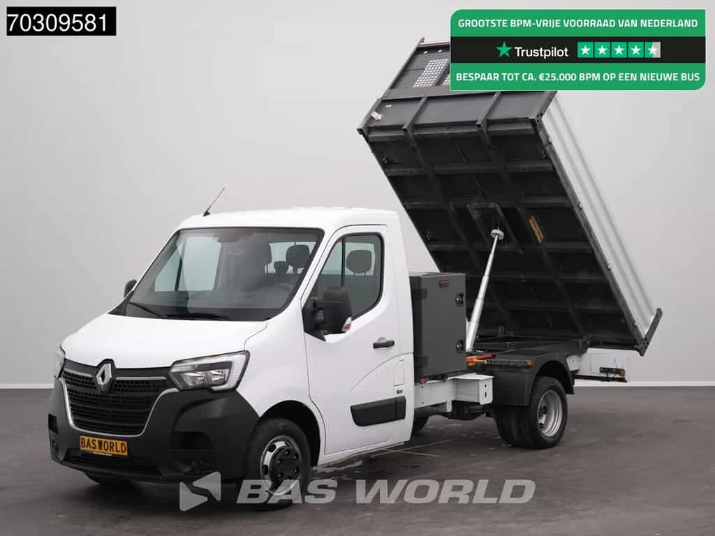 Renault Master 130PK Kipper met Kist Dubbellucht 3,5t Trekhaak Airco Cruise LED Euro6 Tipper Benne  Kieper Airco Trekhaak Cruise control