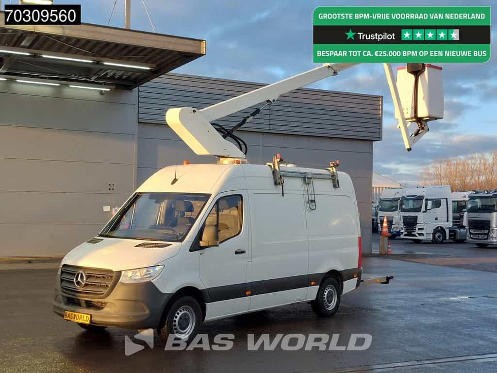 Mercedes Sprinter 316 CDI Hoogwerker 11m Werkhoogte L2H2 Trekhaak Airco Cruise MBUX CarPlay Euro6 Arbeitsbühne Working Platform Nacelle 1Personen Airco Trekhaak Cruise control