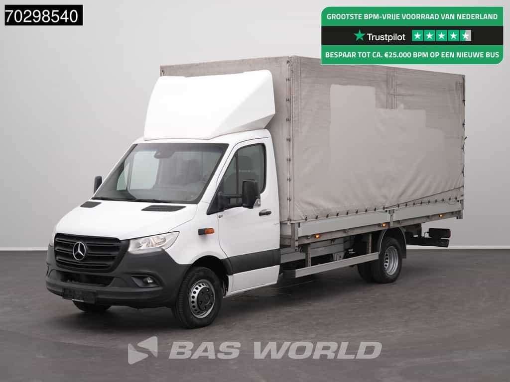 Mercedes Sprinter 519 CDI 3.0L V6 Automaat 484cm Dubbellucht Huif Bakwagen 190PK Airco Cruise Euro6 Meubelbak Koffer Pritsche Plane Airco Cruise control