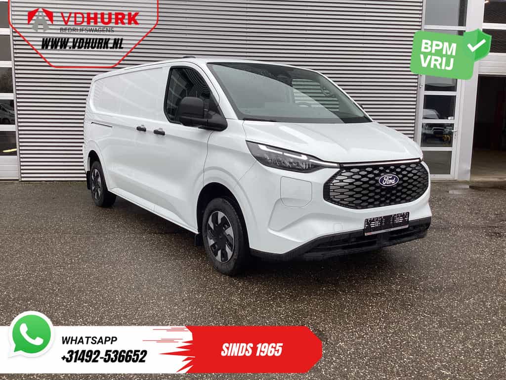 Ford E-Transit Custom 65 kWh L2 330 km WLTP 2x Schuifdeur/ Standkachel/ Snellader/ 2.3t Trekverm./ Carplay/ Climate/ Camera/ PDC/ Cruise