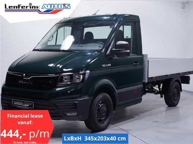 MAN TGE 2.0 TDI 140 pk L3 Pick Up / Open Laadbak Airco Apple Carplay, Cruise Control, LxBxH 345x203x40 cm, 2-Zits