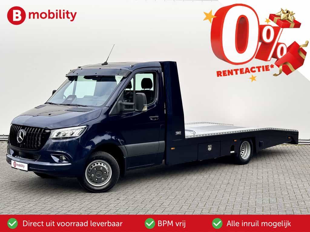 Mercedes-Benz Sprinter 519 CDI Tijhof AluLiner V/A €32 Per Dag!! Luchtvering NIEUW! MJ.2025 Autotransporter/ Oprijwagen | Leer | Zonneklep | Lier | 3-Zitplaatsen | AppleCarPlay | DAB | Adaptive Cruise Control | Navigatie | Trekhaak