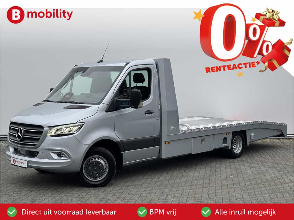 Mercedes-Benz Sprinter 519 CDI Tijhof AluLiner V/A €32 Per Dag!! Luchtvering NIEUW! MJ.2025 Autotransporter/ Oprijwagen | Lier | 3-Zitplaatsen | AppleCarPlay | DAB | Adaptive Cruise Control | Navigatie | Trekhaak