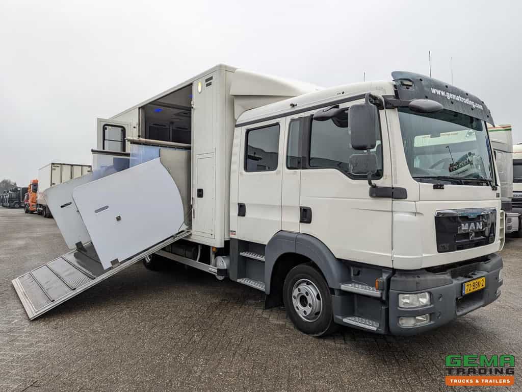 MAN TGL 12.180 4x2 DoKa 7 pers. Euro5 EEV - Paardenwagen 2-Paards - 147.000km! - MARGE