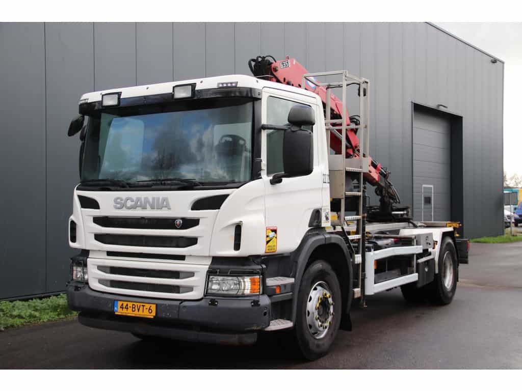 Scania P320 EURO 6 HMF 635 KRAANWAGEN Kipper Retarder Containersysteem Retarder