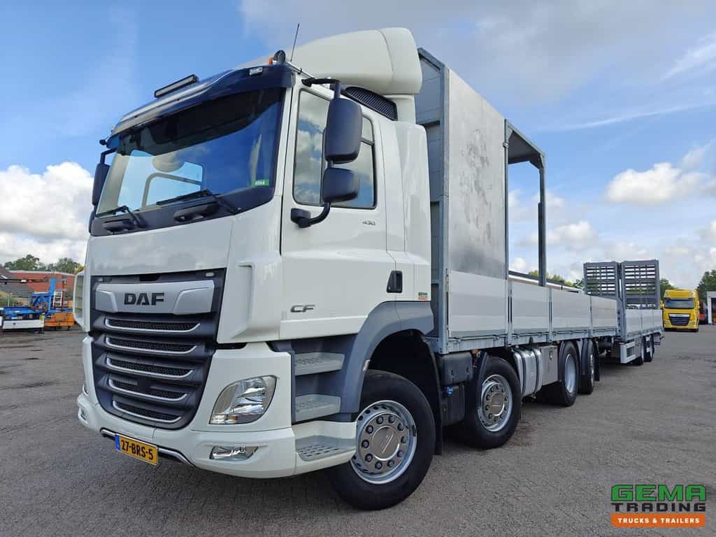 DAF CF 430 FAX 8x2/6 Dagcabine Euro6D - Machine Transporter + 2assige Aanhanger - Hydraulische Rampen - Afneembare 10.000L WaterTank - 20.000km! Origineel