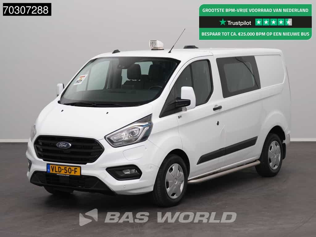 Ford Transit Custom Hybride 1.0 PHEV Dubbel Cabine Automaat Emissievrij Benzine L1H1 Navi LED Xenon Airco Cruise Camera Parkeersensoren SYNC4 Display DC Doka Mixto Airco Cruise control